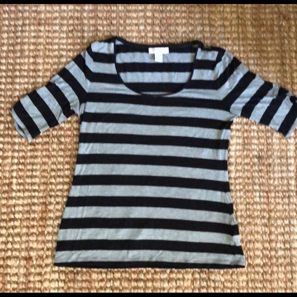 White House Black Market Tops - White House/Black Market striped stretch T-shirt